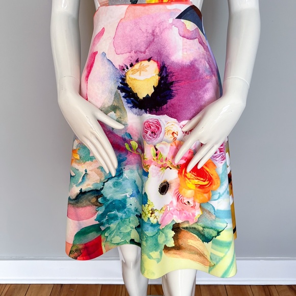 Clover Canyon Fit & Flare Summer Short Dress Scuba Neoprene Sleeveless Cutout S - Picture 12 of 17